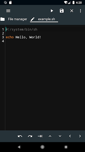 Screenshot of Shell Script Editor