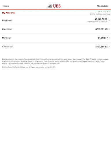 Screenshot of UBS Financial Services