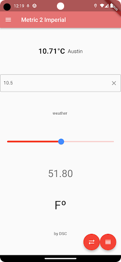 Android application Metric to Imperial screenshort