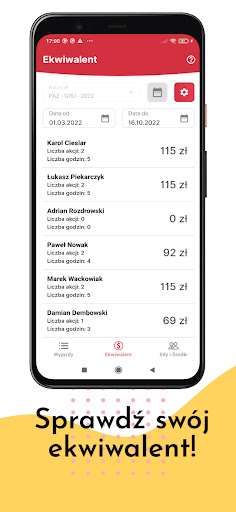 Wyjazdy OSP - Licz ekwiwalent