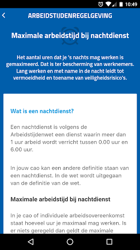 FNV Arbeidstijden Screen 2