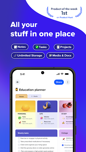 Android application xTiles: notes, tasks, projects screenshort