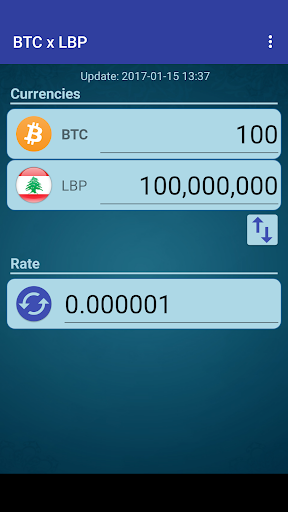 Android application Bitcoin x Lebanese Pound screenshort