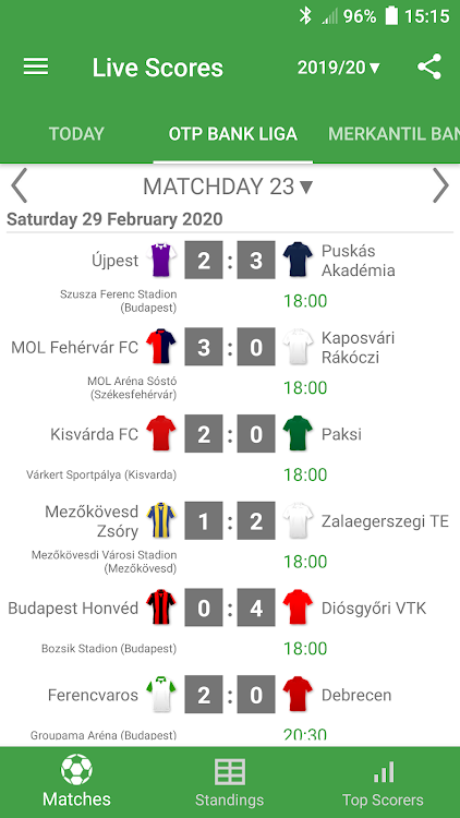 Live Scores for OTP Bank Liga - 4.2.6 - (Android)