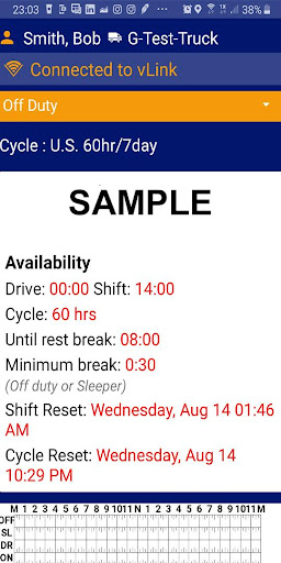 Orion eLog ELD Screen 2