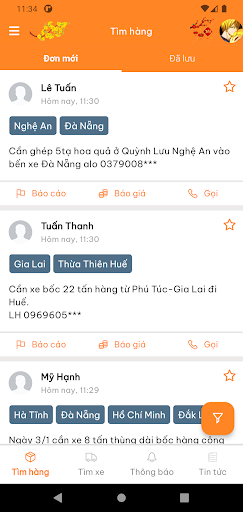 Android application Sàn vận tải screenshort