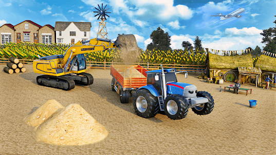 tractor carro 3d granja carga