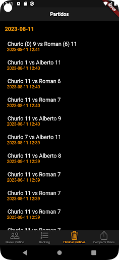 TableTennisHandicap Screen 2