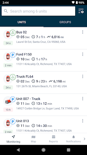 Android application Trackhawk GPS screenshort