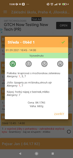 Jídelna.cz pro MŠ, ZŠ, SŠ... Screen 3