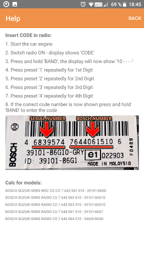 RADIO CODE for SUZUKI IGNIS Screen 2