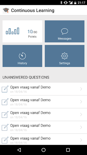 Android application Continuous Learning screenshort