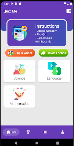 Android application Quiz Me screenshort