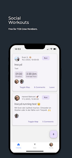 Android application TCB Social Workouts screenshort