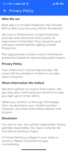 Cricket Toss Match Prediction Screen 3