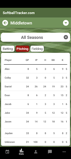 BaseballTracker Screen 2