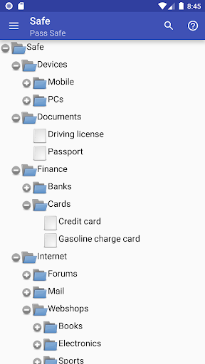 Android application Pass Safe screenshort