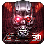 Neon Tech Skull 3D Theme icon