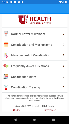 Android application Constipation Management screenshort