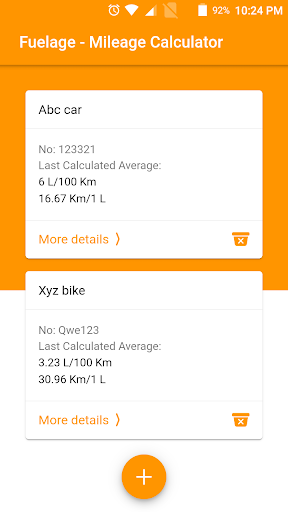 Android application Fuelage - Mileage Calculator screenshort