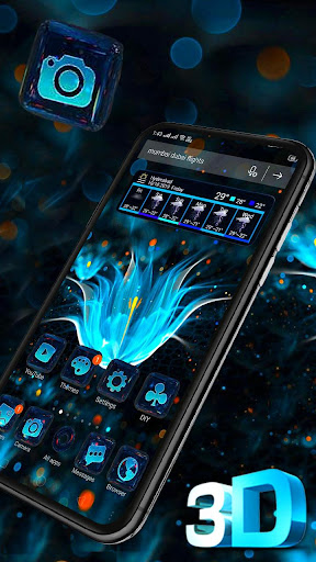 Blue Lotus Flower 3D Glass Tech Theme ?