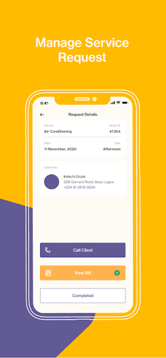 Android application Fix234 Technician screenshort