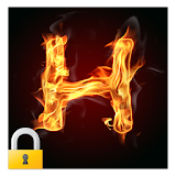 Burning Letter H Lock icon