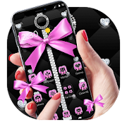 Pink Black Minny Bowknot Theme  Icon