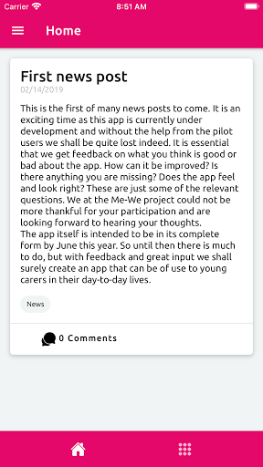 Android application ME-WE young carers screenshort