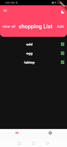 Android application ok list screenshort