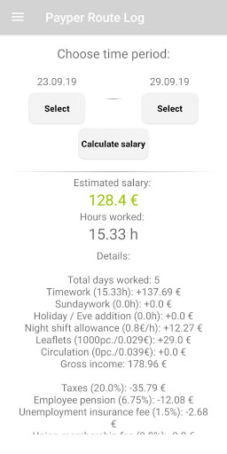Payper Route Log Screen 2
