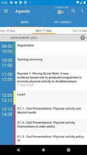 Android application 12th conference of HEPA Europe screenshort