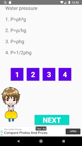 Physics Formulas Quiz Screen 3