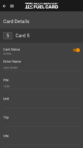 Android application Fuelcard screenshort