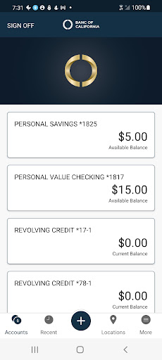 Android application Banc of California | Personal screenshort