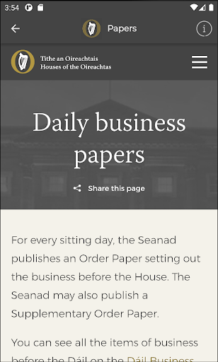 Houses of the Oireachtas Screen 3