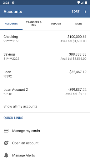 First Security Mobile Banking Screen 3