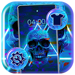 Cover Image of 下载 Blue Neon Skull Theme 1.0.0 APK