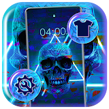 Blue Neon Skull Theme icon