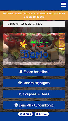Android application Ristorante Mario screenshort