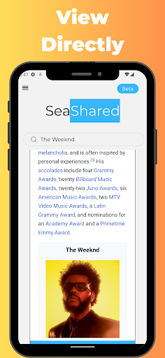 Android application SeaShared: Search Engine screenshort