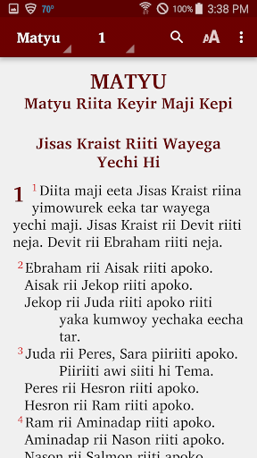 Android application Washkuk (Kwoma) - Bible screenshort