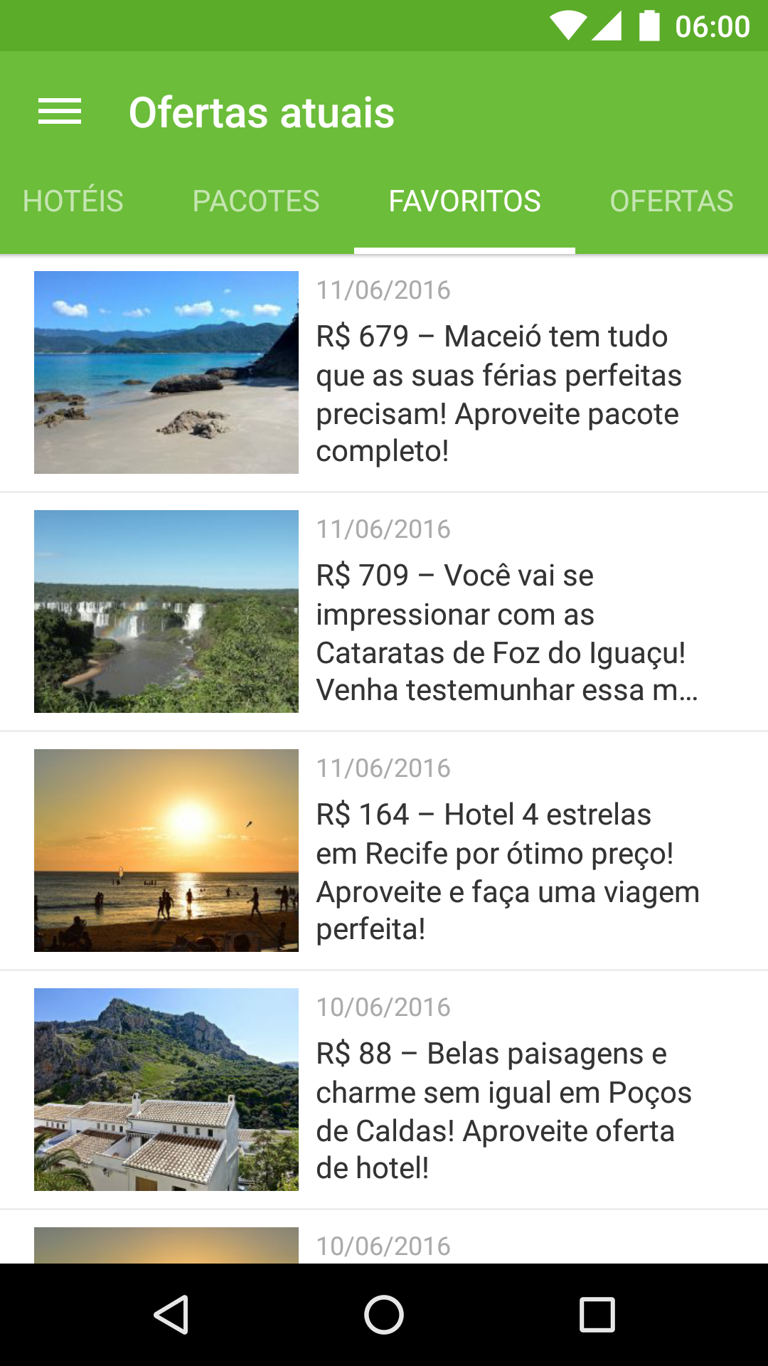 Android application Pacote de viagens baratas vôos screenshort