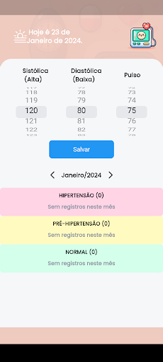 Android application Minha pressão screenshort