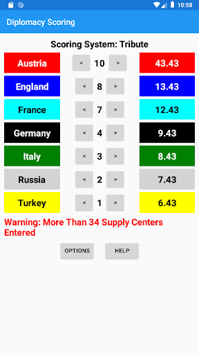 Diplomacy Tournament Scoring Screen 2
