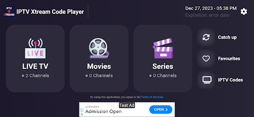 IPTV Xtream Code Player Screen 2