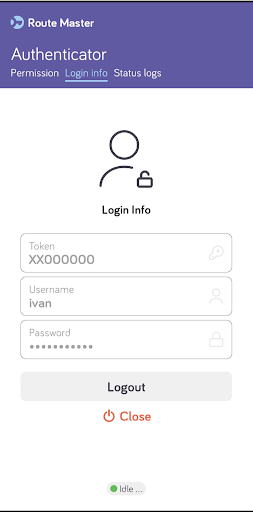 Authenticator for Route Master Screen 3