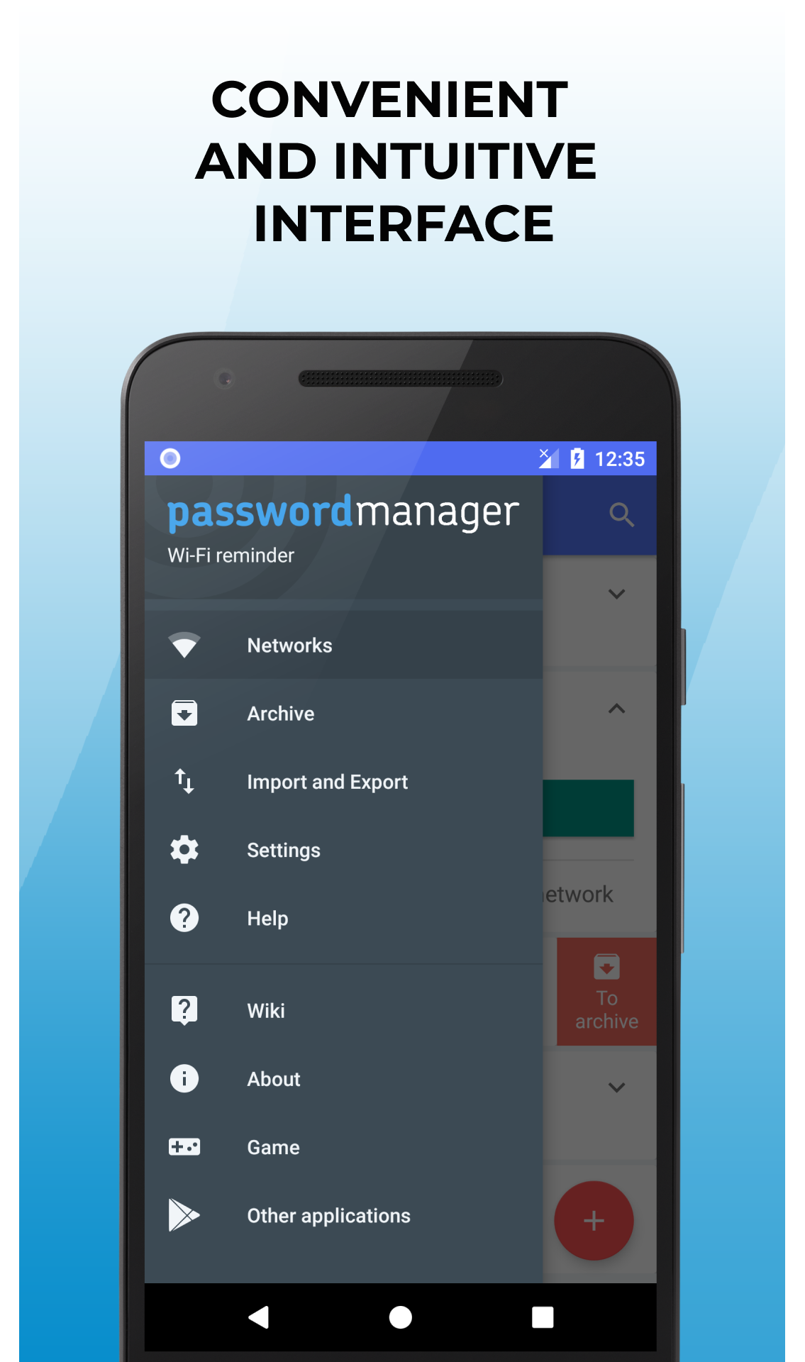 Android application Wi-Fi password manager screenshort