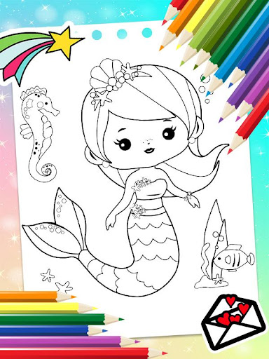 Mermaid Princess Coloring Book Screen 2