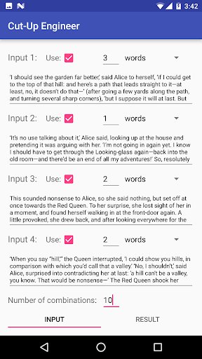 Android application Cut-Up Engineer screenshort